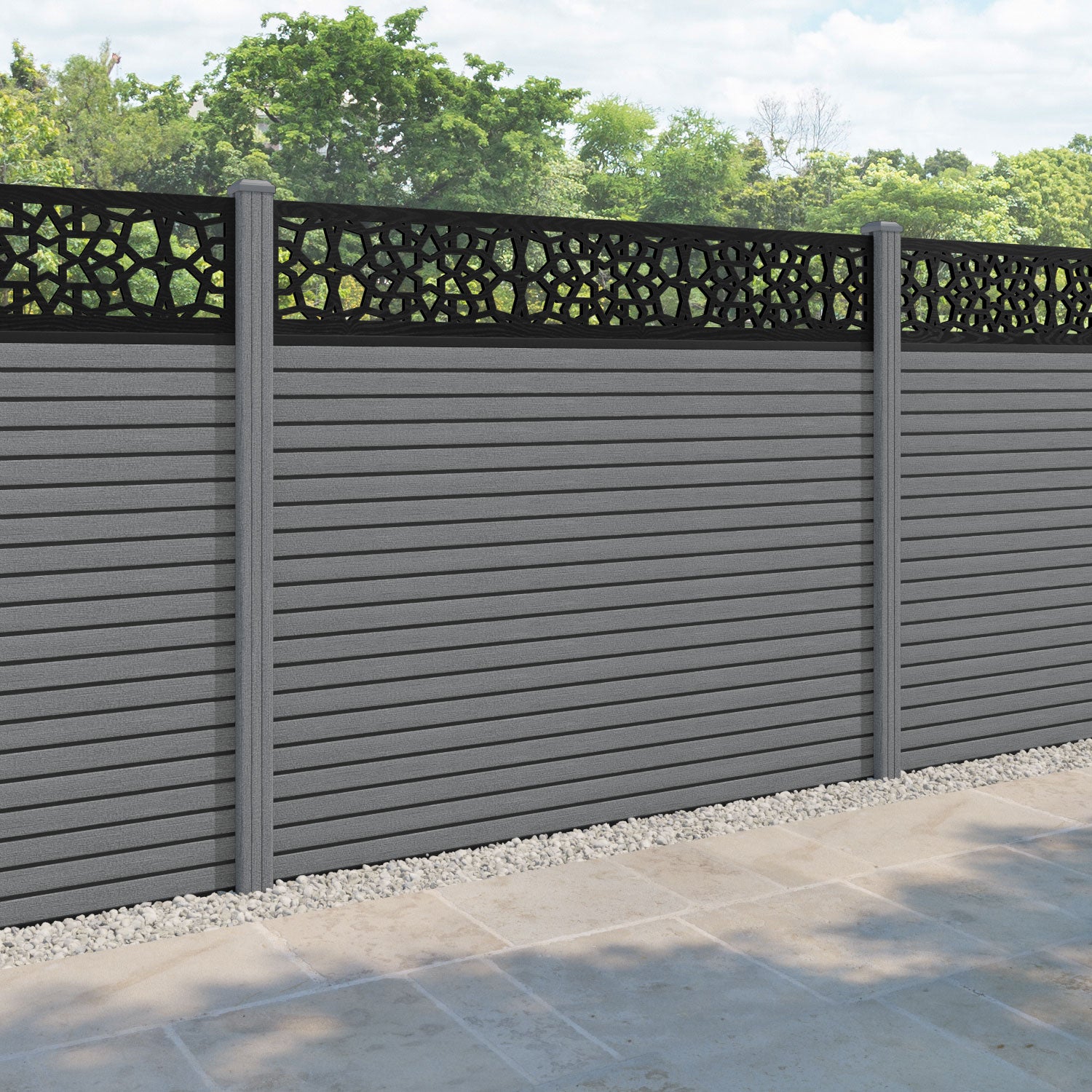 Hudson Nazira Fence Panel - Mid Grey - with our composite posts