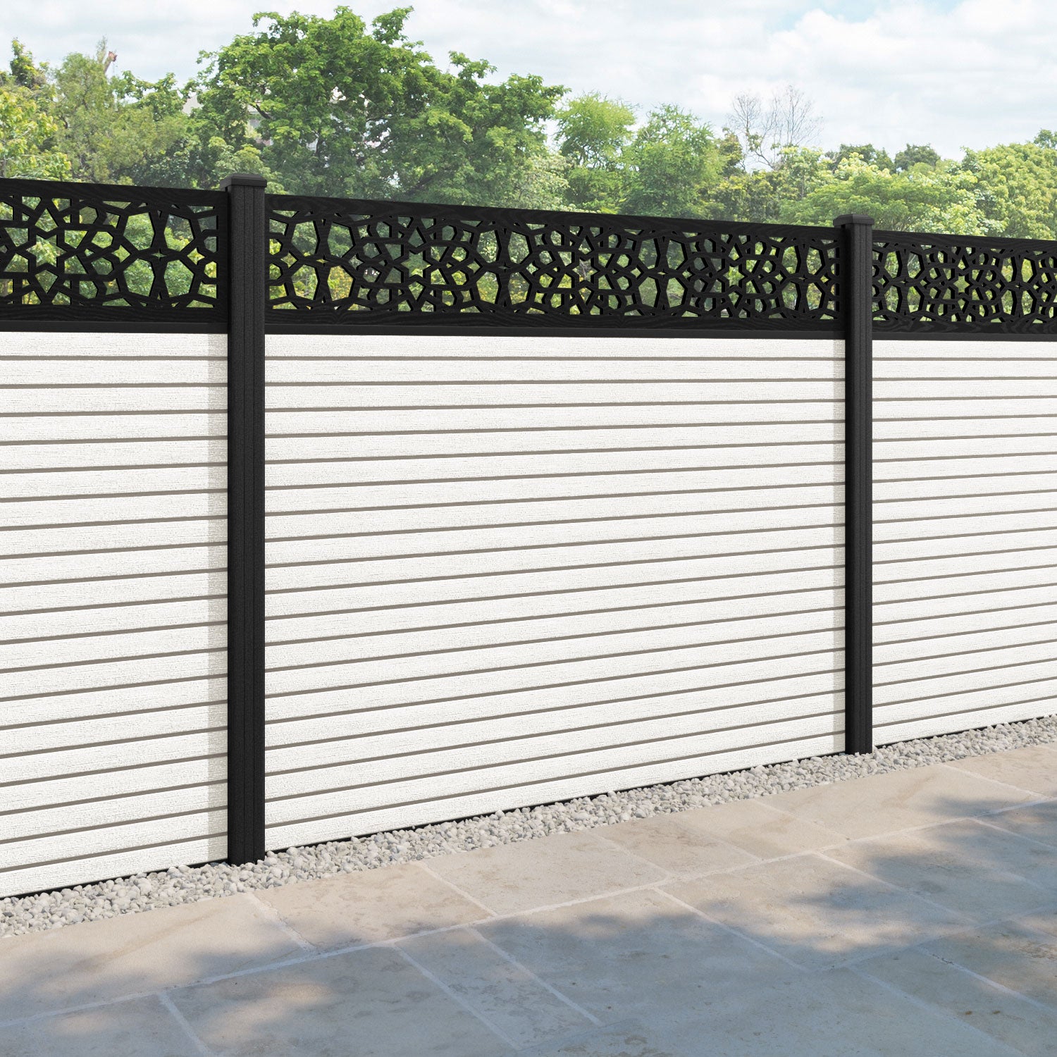 Hudson Nazira Fence Panel - Light Stone - with our composite posts