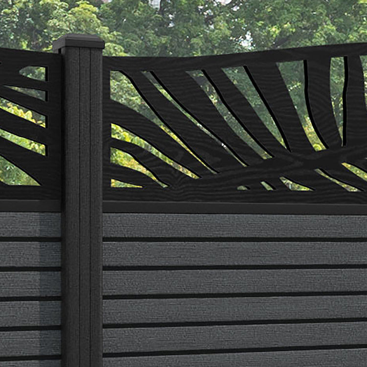Hudson Palm Curved Top Fence Panel - Dark Grey - with our composite posts