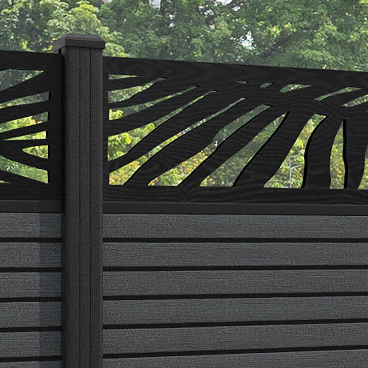 Hudson Palm Fence Panel - Dark Grey - with our composite posts