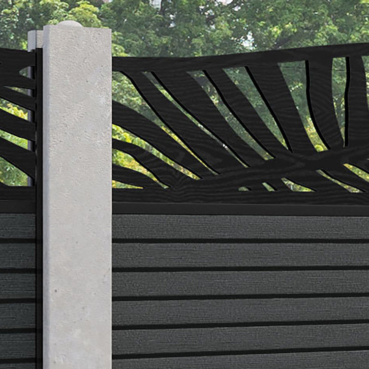 Hudson Palm Curved Top Fence Panel - Dark Grey - for existing concrete posts