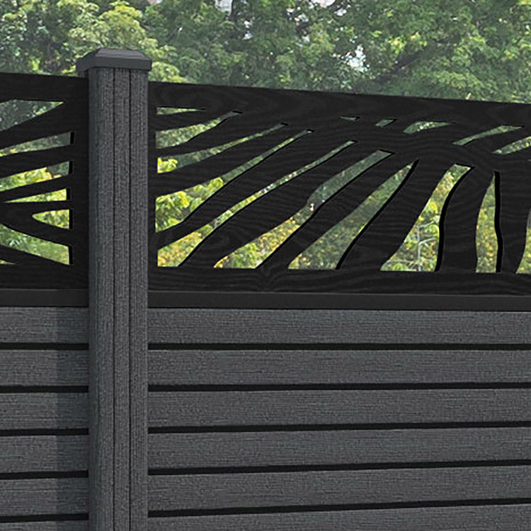 Hudson Palm Fence Panel - Dark Grey - with our composite posts