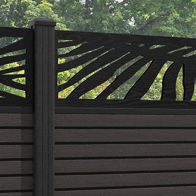 Hudson Palm Fence Panel - Dark Oak - with our composite posts