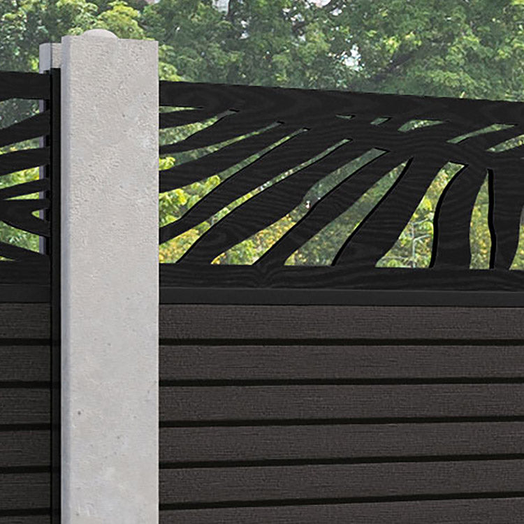Hudson Palm Fence Panel - Dark Oak - for existing concrete posts