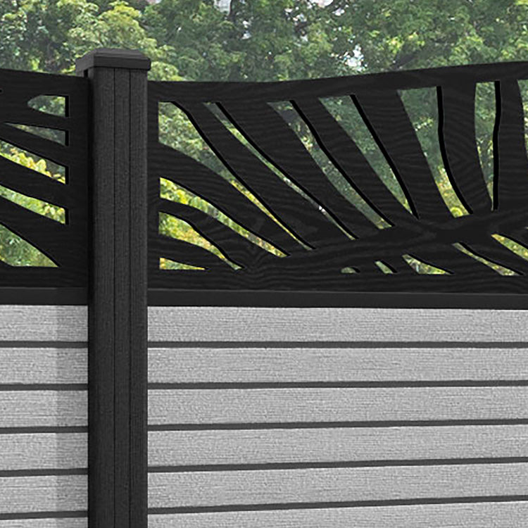 Hudson Palm Curved Top Fence Panel - Light Grey - with our composite posts