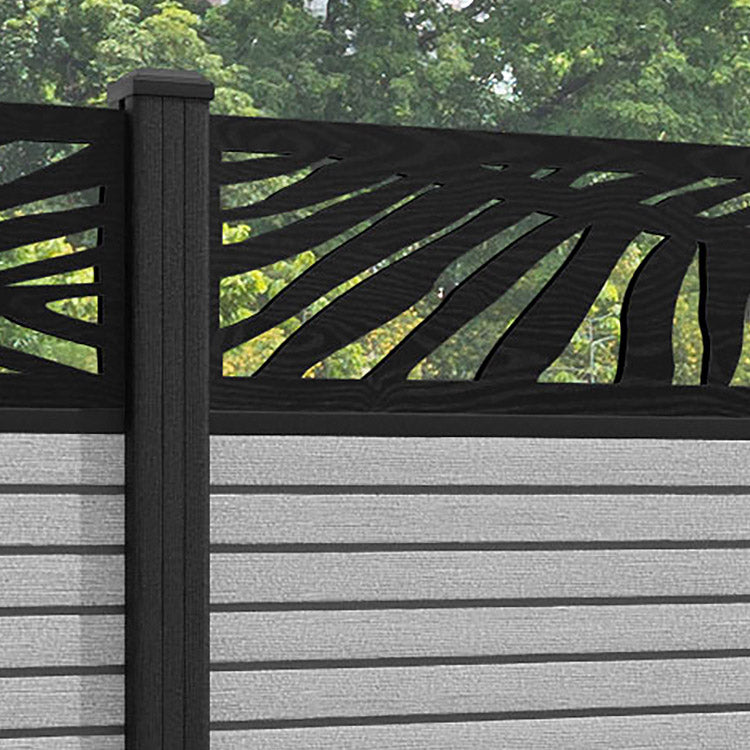 Hudson Palm Fence Panel - Light Grey - with our composite posts