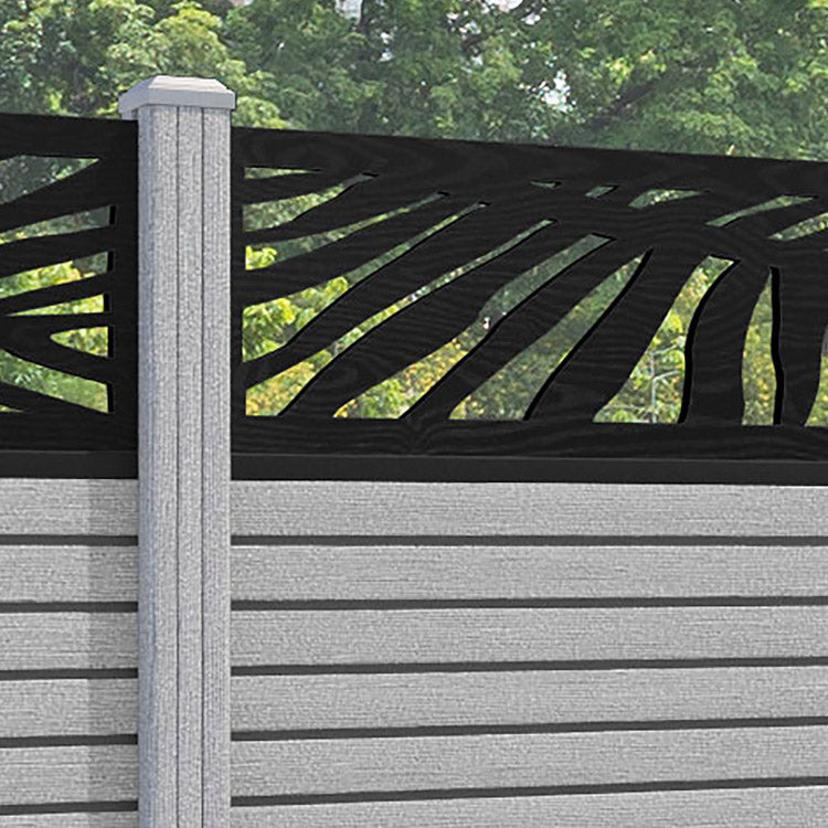 Hudson Palm Fence Panel - Light Grey - with our composite posts