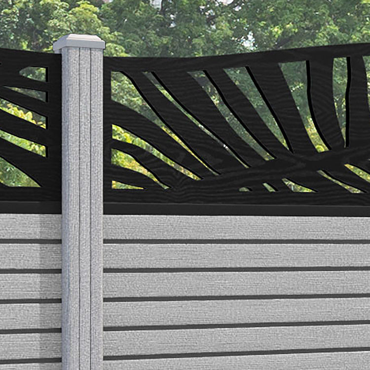Hudson Palm Curved Top Fence Panel - Light Grey - with our composite posts