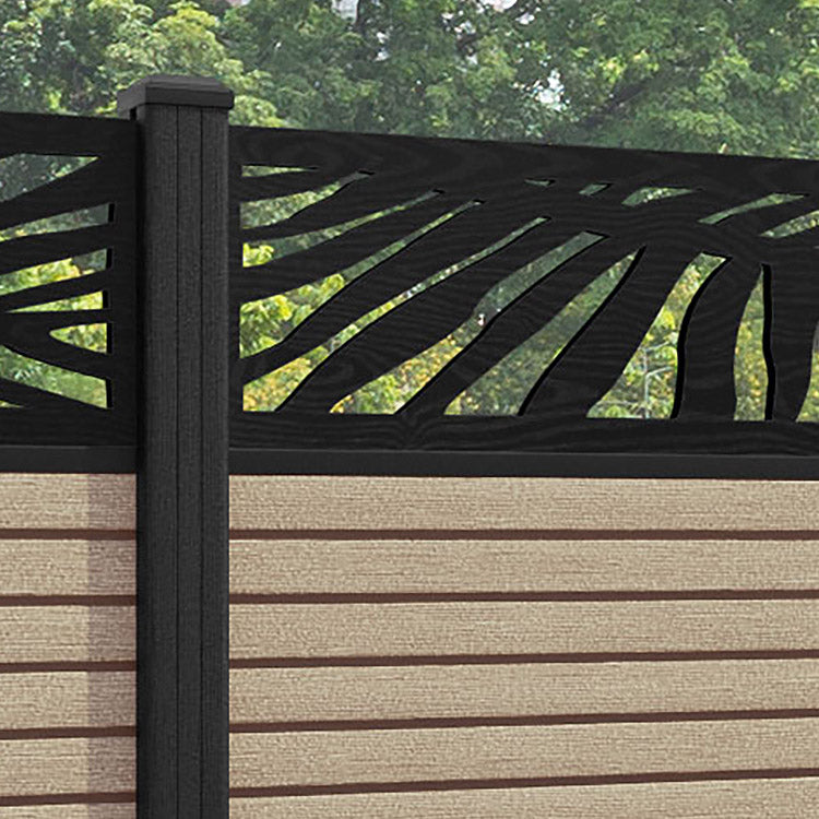Hudson Palm Fence Panel - Light Oak - with our composite posts