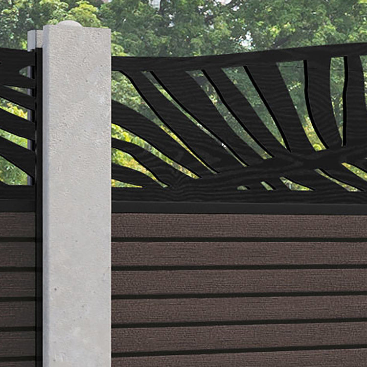 Hudson Palm Curved Top Fence Panel - Mid Brown - for existing concrete posts