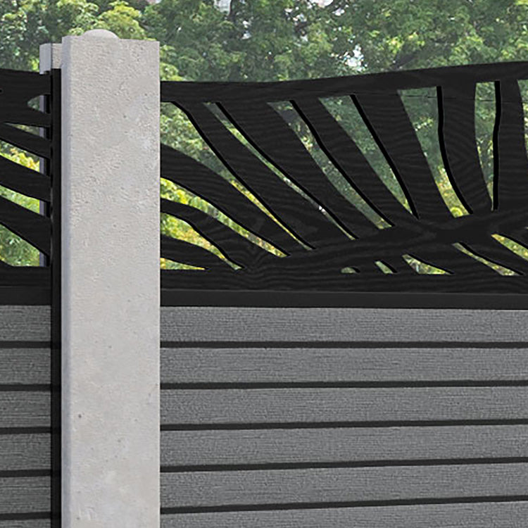 Hudson Palm Curved Top Fence Panel - Mid Grey - for existing concrete posts