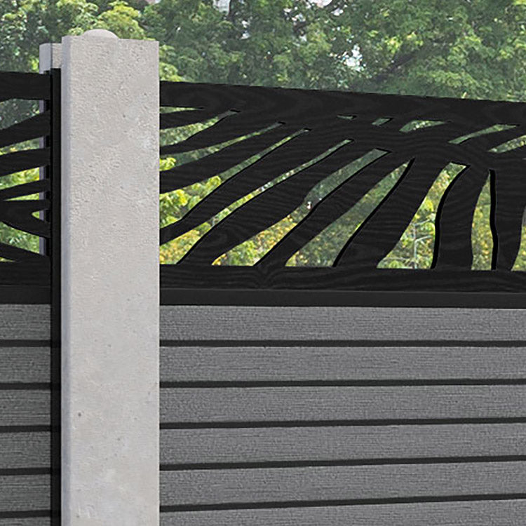 Hudson Palm Fence Panel - Mid Grey - for existing concrete posts