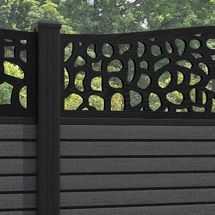 Hudson Pebble Curved Top Fence Panel - Dark Grey - with our aluminium posts