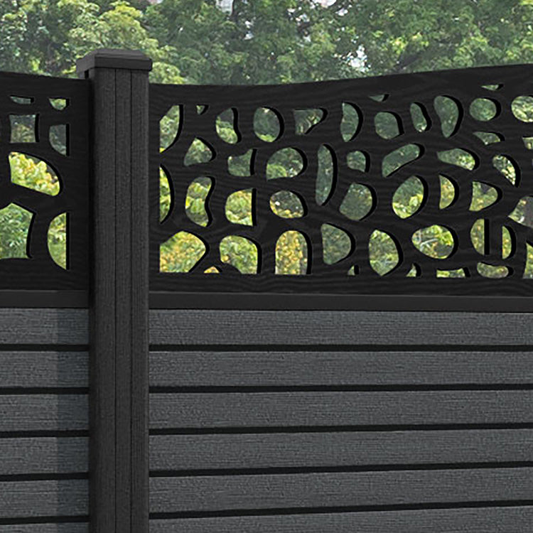 Hudson Pebble Curved Top Fence Panel - Dark Grey - with our composite posts