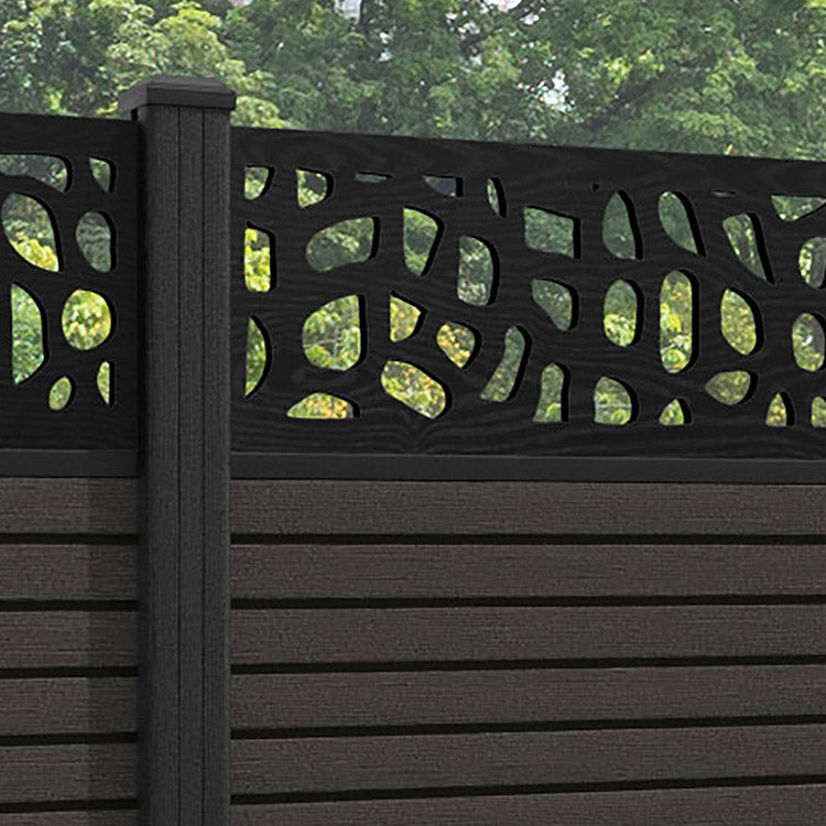 Hudson Pebble Fence Panel - Dark Oak - with our composite posts