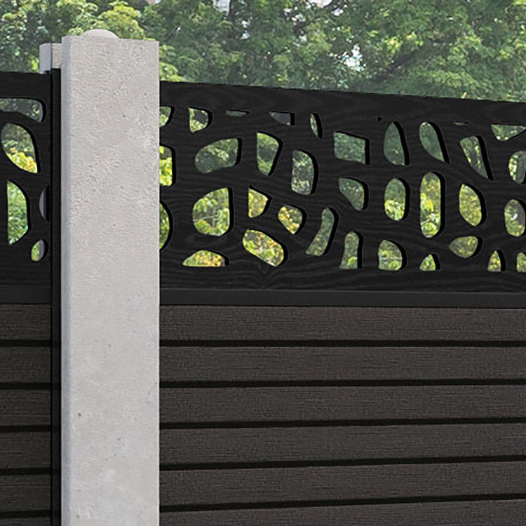 Hudson Pebble Fence Panel - Dark Oak - for existing concrete posts