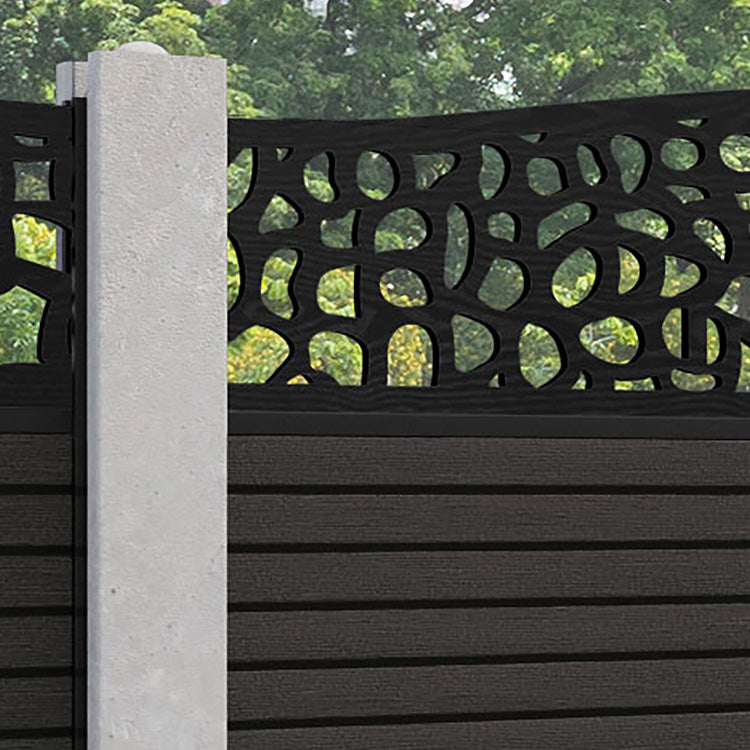 Hudson Pebble Curved Top Fence Panel - Dark Oak - for existing concrete posts
