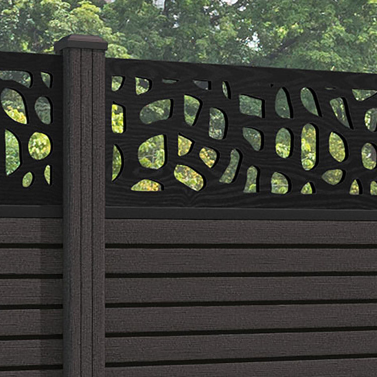 Hudson Pebble Fence Panel - Dark Oak - with our composite posts