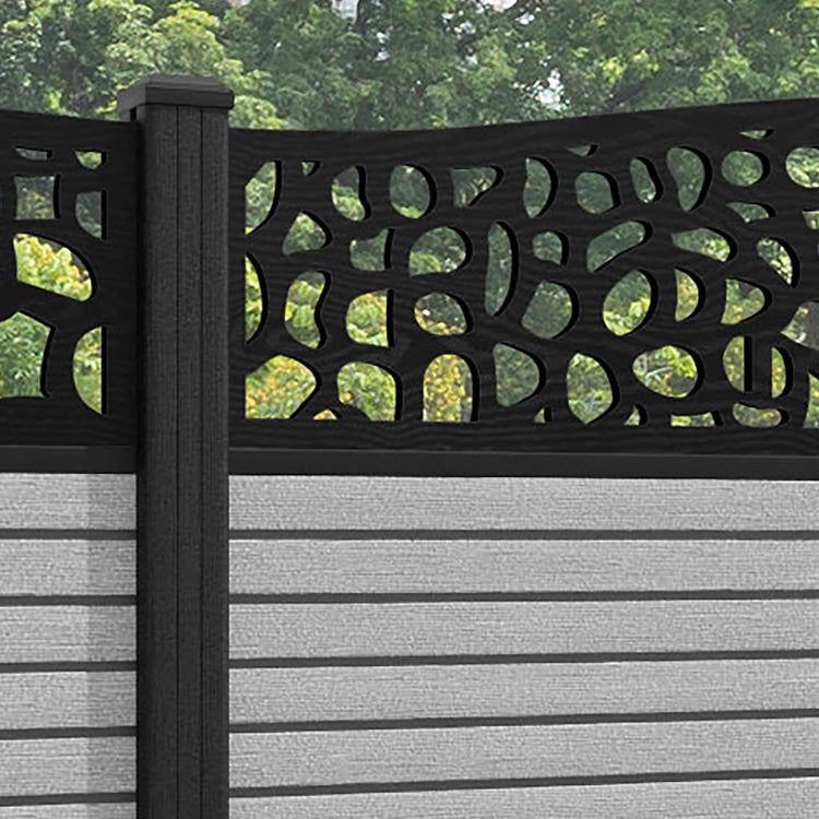 Hudson Pebble Curved Top Fence Panel - Light Grey - with our composite posts