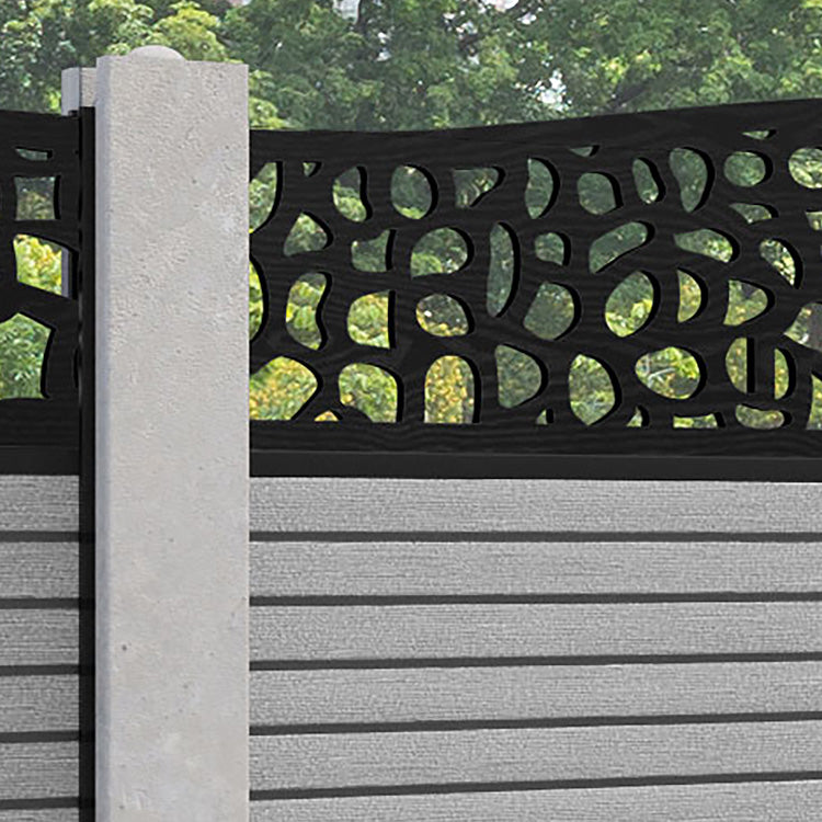Hudson Pebble Curved Top Fence Panel - Light Grey - for existing concrete posts