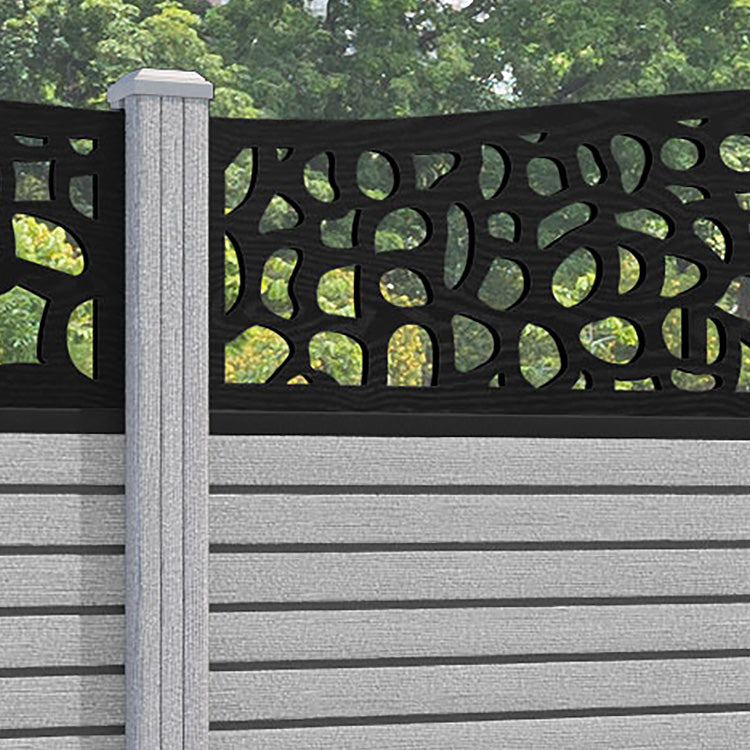 Hudson Pebble Curved Top Fence Panel - Light Grey - with our composite posts
