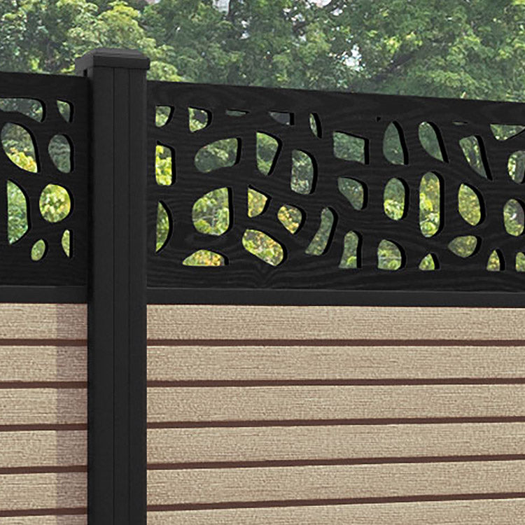 Hudson Pebble Fence Panel - Light Oak - with our aluminium posts