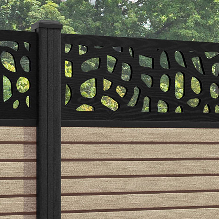 Hudson Pebble Fence Panel - Light Oak - with our composite posts