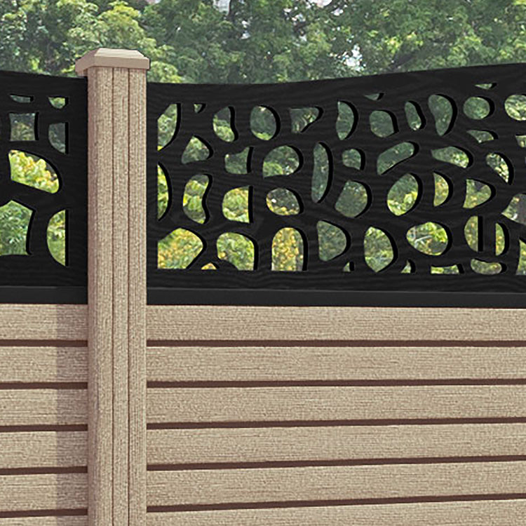Hudson Pebble Curved Top Fence Panel - Light Oak - with our composite posts