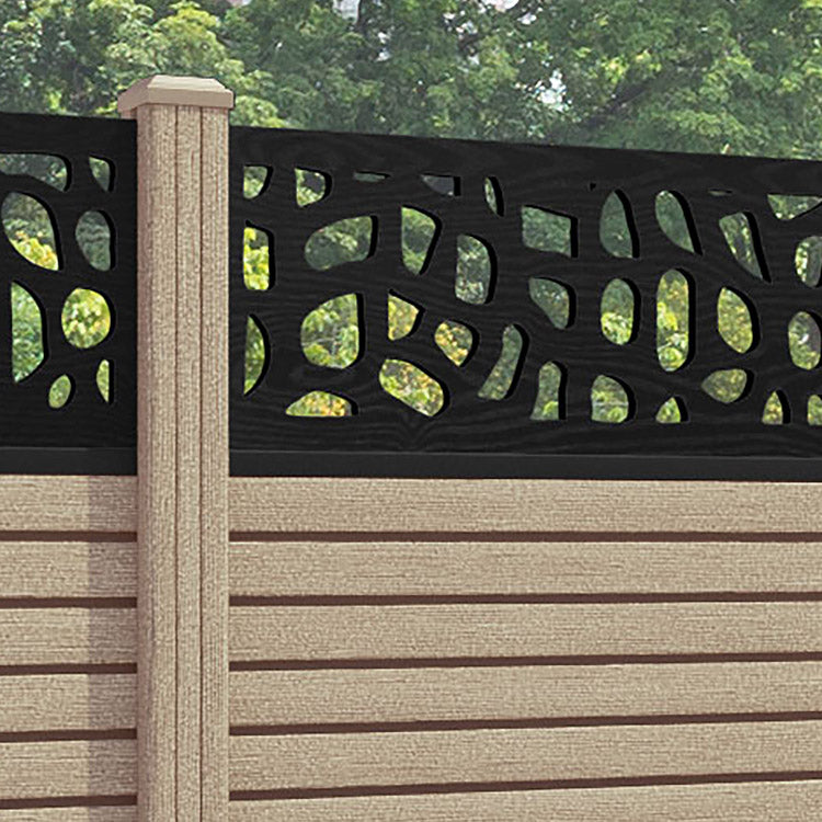Hudson Pebble Fence Panel - Light Oak - with our composite posts
