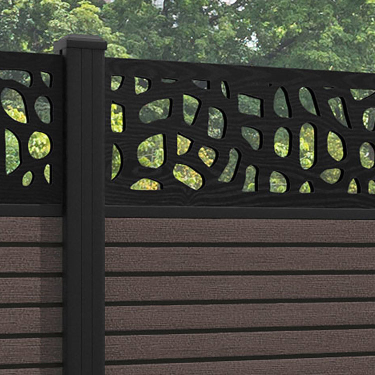 Hudson Pebble Fence Panel - Mid Brown - with our aluminium posts