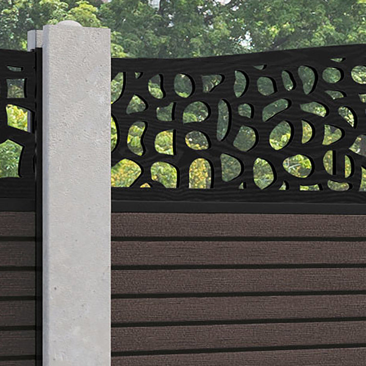 Hudson Pebble Curved Top Fence Panel - Mid Brown - for existing concrete posts