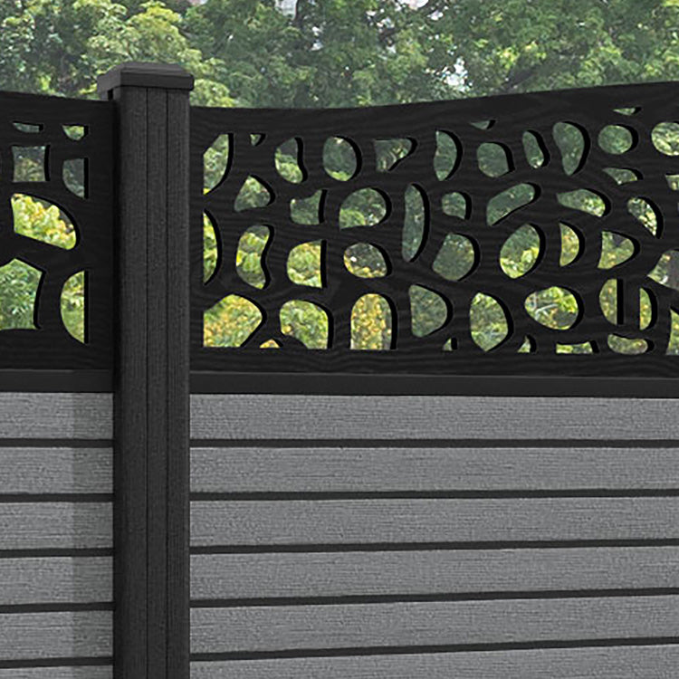 Hudson Pebble Curved Top Fence Panel - Mid Grey - with our composite posts