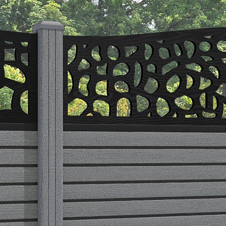 Hudson Pebble Curved Top Fence Panel - Mid Grey - with our composite posts