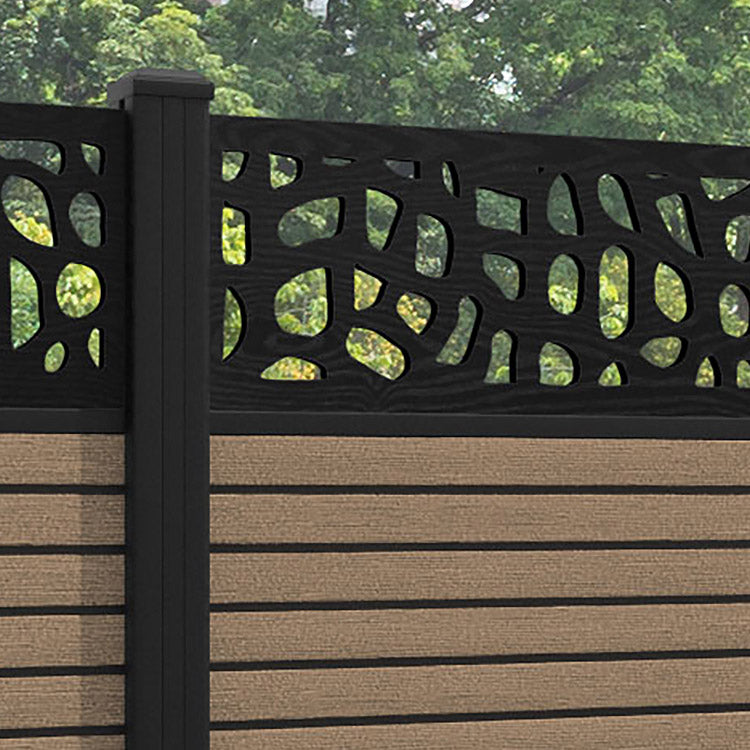 Hudson Pebble Fence Panel - Teak - with our aluminium posts