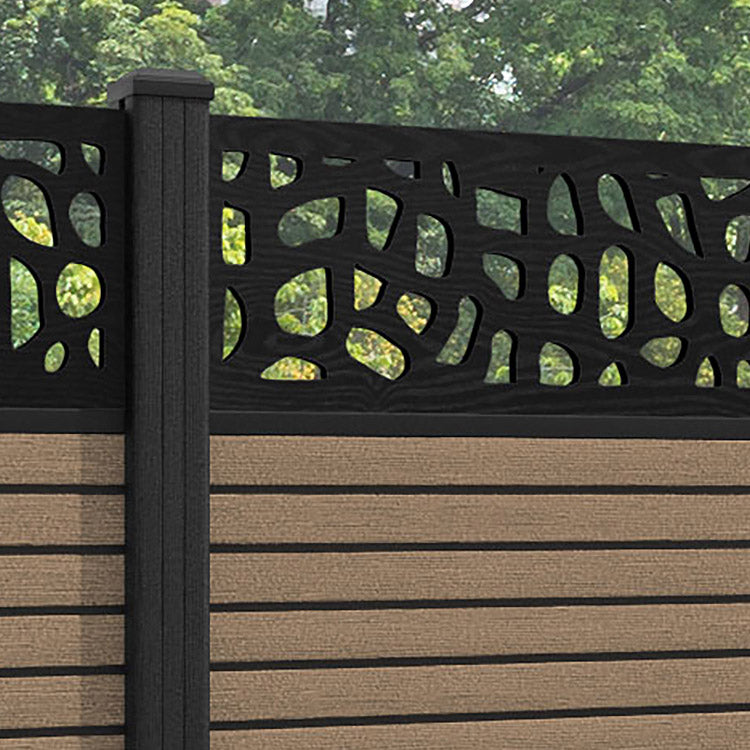 Hudson Petal Fence Panel - Teak - with our composite posts