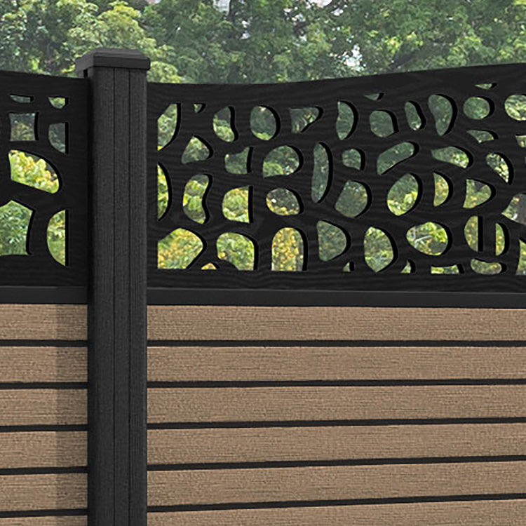 Hudson Pebble Curved Top Fence Panel - Teak - with our composite posts