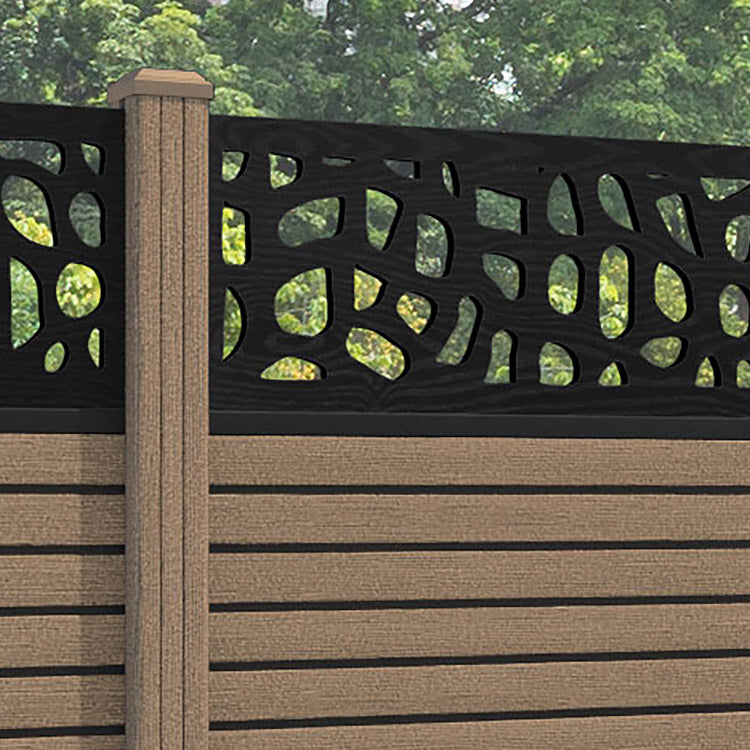 Hudson Petal Fence Panel - Teak - with our composite posts