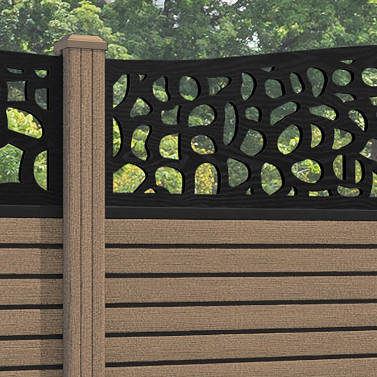 Hudson Pebble Curved Top Fence Panel - Teak - with our composite posts