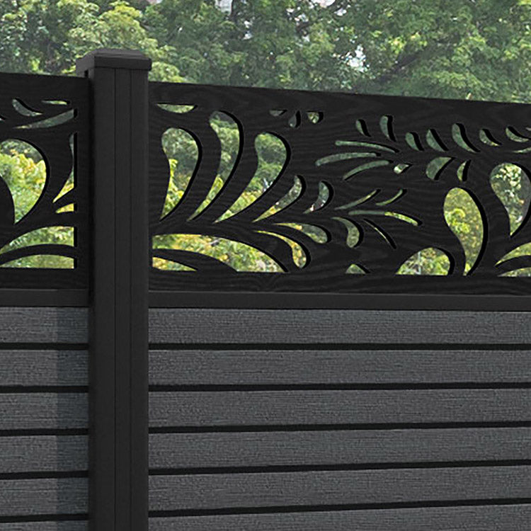 Hudson Petal Fence Panel - Dark Grey - with our aluminium posts