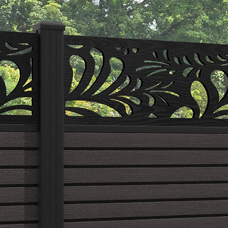 Hudson Petal Fence Panel - Dark Oak - with our aluminium posts