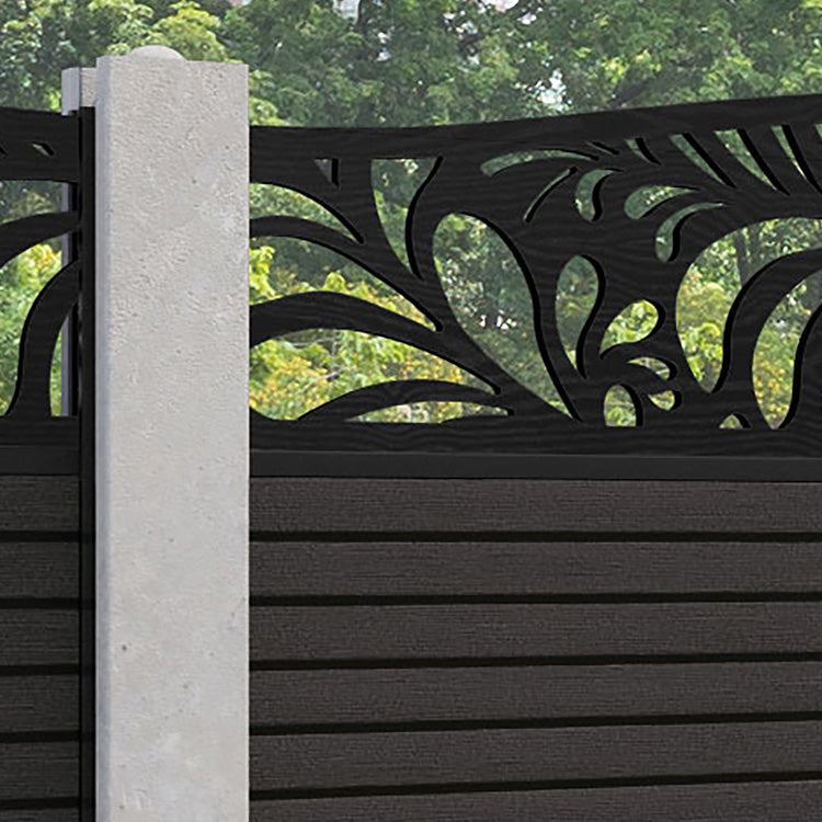 Hudson Petal Curved Top Fence Panel - Dark Oak - for existing concrete posts