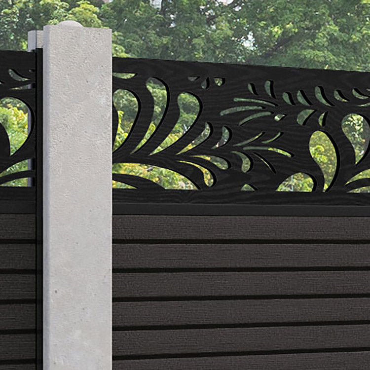 Hudson Petal Fence Panel - Dark Oak - for existing concrete posts