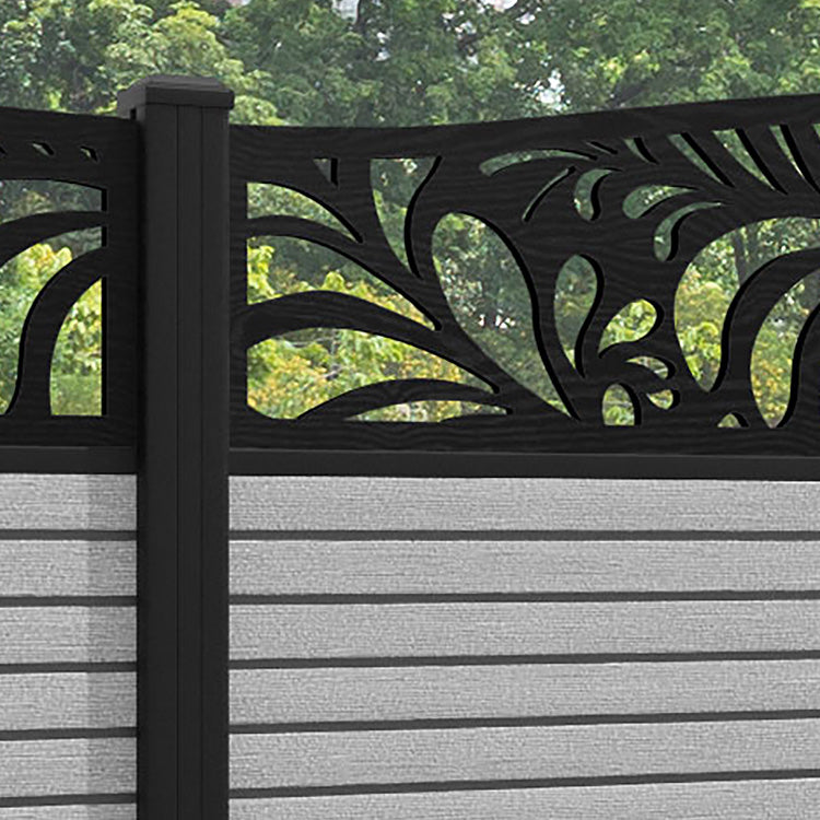 Hudson Petal Curved Top Fence Panel - Light Grey - with our aluminium posts