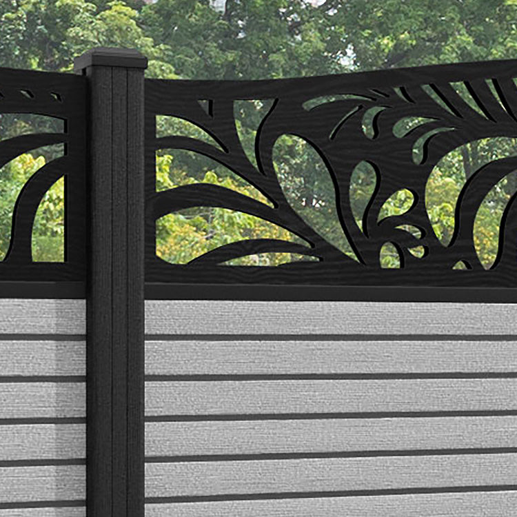 Hudson Petal Curved Top Fence Panel - Light Grey - with our composite posts