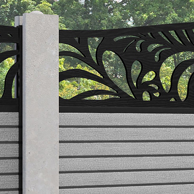 Hudson Petal Curved Top Fence Panel - Light Grey - for existing concrete posts