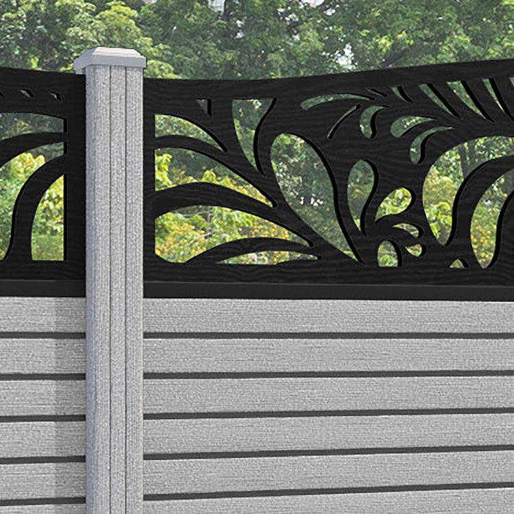 Hudson Petal Curved Top Fence Panel - Light Grey - with our composite posts