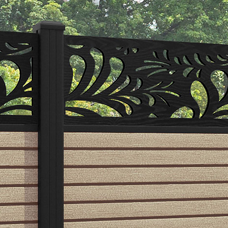 Hudson Petal Fence Panel - Light Oak - with our aluminium posts