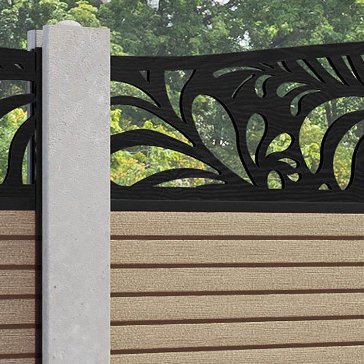 Hudson Petal Curved Top Fence Panel - Light Oak - for existing concrete posts