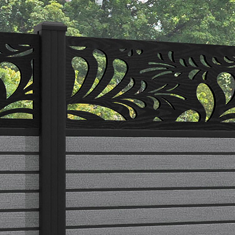 Hudson Petal Fence Panel - Mid Grey - with our aluminium posts