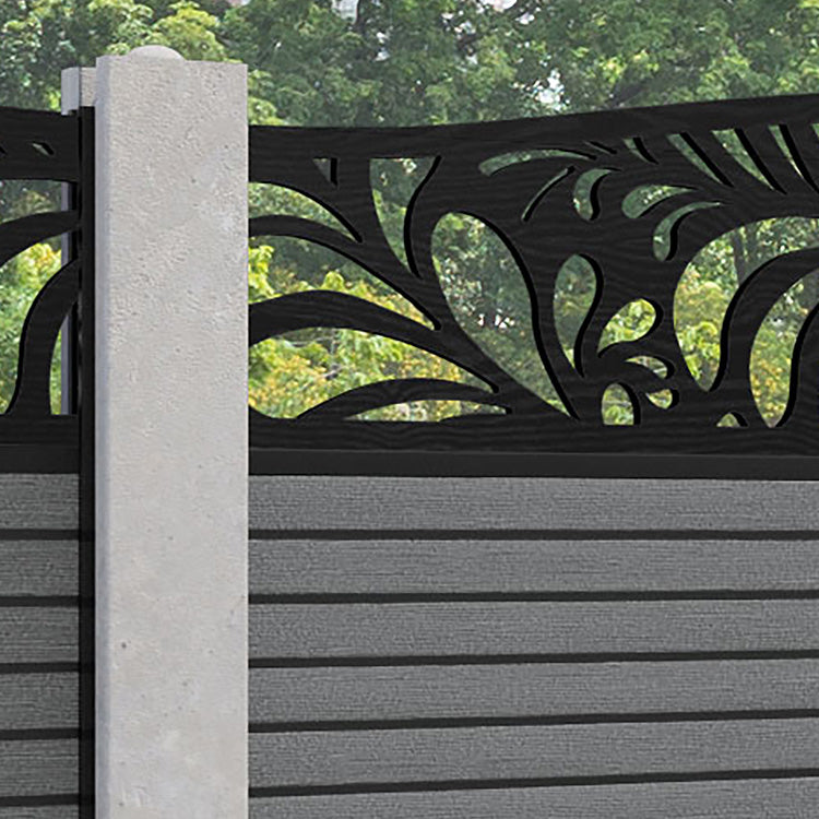 Hudson Petal Curved Top Fence Panel - Mid Grey - for existing concrete posts
